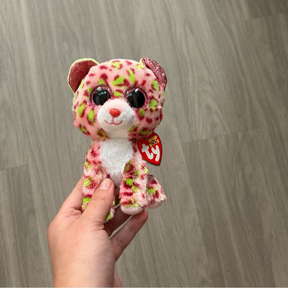 Pink and green cheetah TY beanie baby